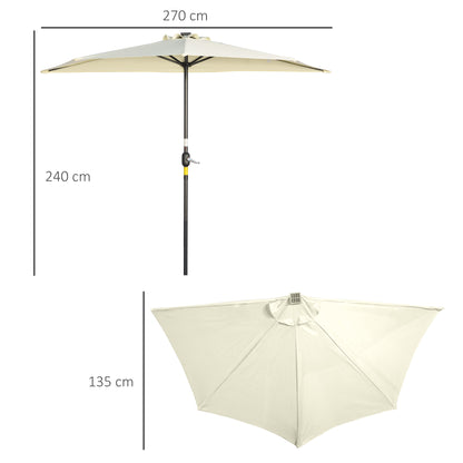 Outsunny Sonnenschirm، Terrassenschirm، halbrund، mit Solarpaneel، 20 LEDs، Handkurbel، بيج، 2,70 x 1,35 x 2,40 م