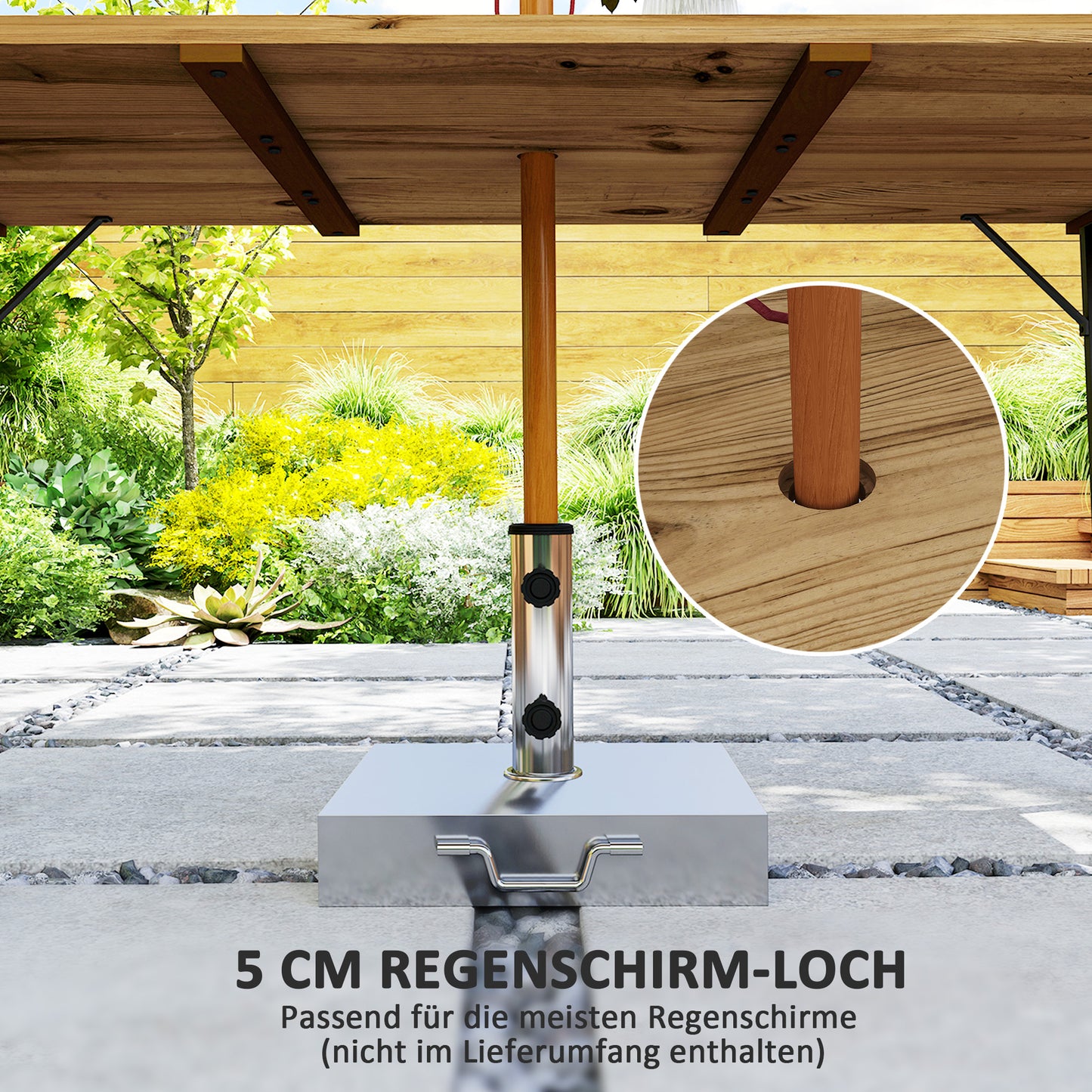 Outsunny Gartentisch Holz 175x80 cm Wetterfest Balkontisch mit Schirmloch Buffettisch für 6 Personen Braun