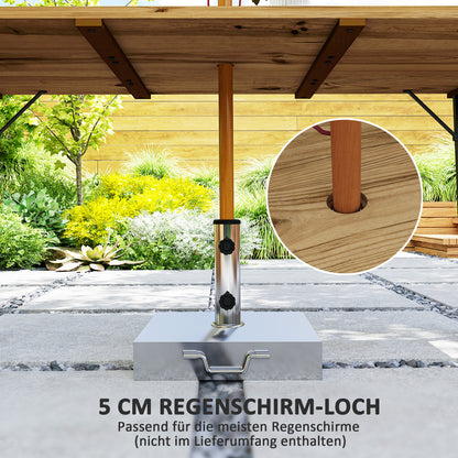 Outsunny Gartentisch Holz 175x80 cm Wetterfest Balkontisch mit Schirmloch Buffettisch für 6 Personen Braun