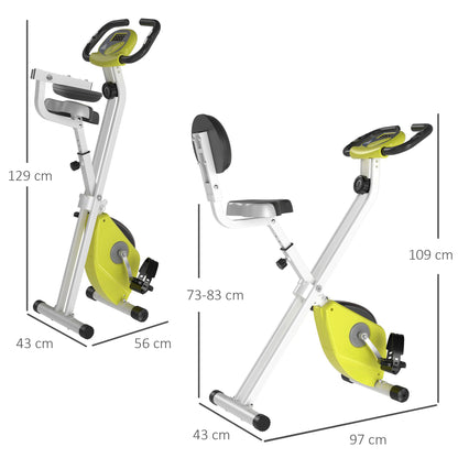 HOMCOM Heimtrainer Fahrradtrainer klappbar Magnetisch Hometrainer Fahrrad mit LCD Monitor, 8 stufig einstellbarem Magnetwiderstand, Platzsparend Fitnessbikes für Zuhause Gelb+Weiß