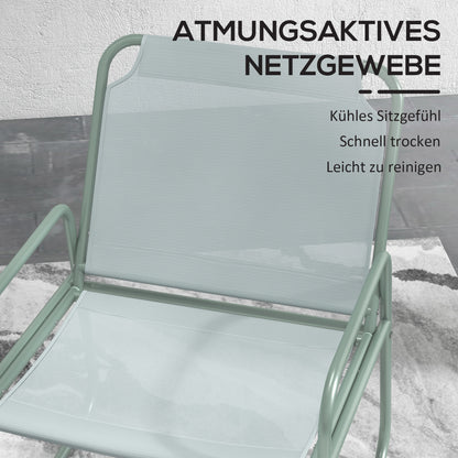 Outsunny 3-teiliges Gartenmöbelset، 2 Stühle mit atmungsaktivem Stoffbezug، 1 عداء Tisch Ø60 سم، Grün