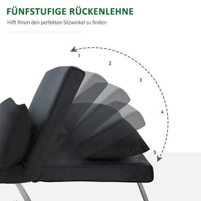 HOMCOM 3-in-1 Schlafsofa, Gästebett, Sessel inklusive Kissen, Schwarz