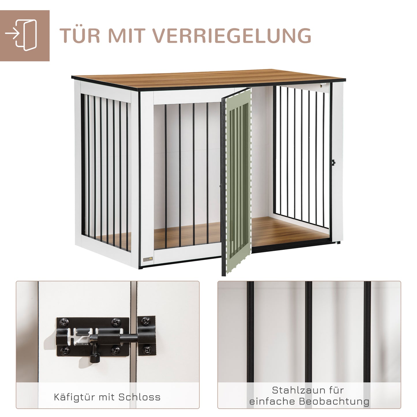 PawHut Hundebox, Hundekäfig, 1 Tür, für kleine und mittelgroße Hunde