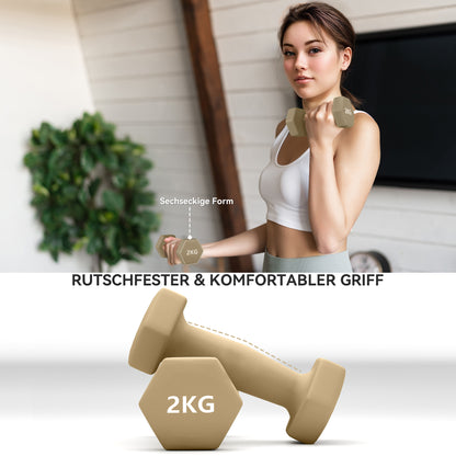SPORTNOW Hantelset, 6er Set Hanteln mit Gewichten, Kurzhantelset aus Stahl, 1kg, 1,5kg, 2kg