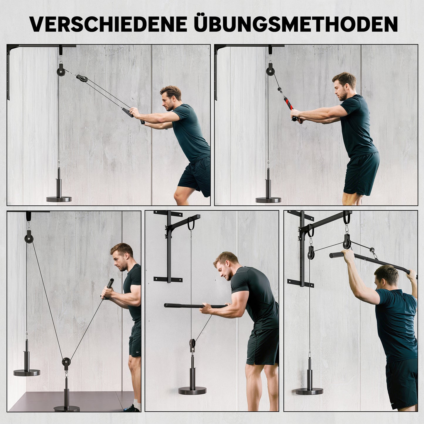 SPORTNOW Fitness Latzug Gym Fitnesssgeräte Kabelzug Pulley System Arm Krafttraining für Zuhause
