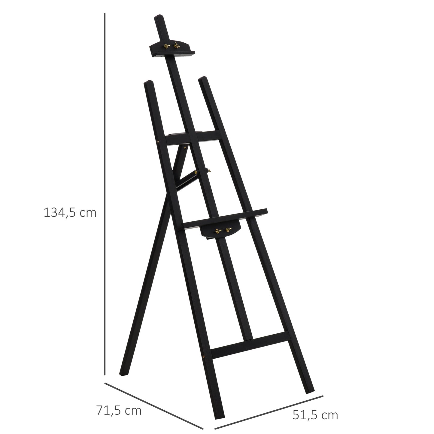 HOMCOM Staffelei Holz 134,5 cm hoch Holzstaffelei für Leinwände bis 108 cm Feldstaffelei Atelierstaffelei für Malerei, Skizze, Hochzeit, Ausstellung Schwarz