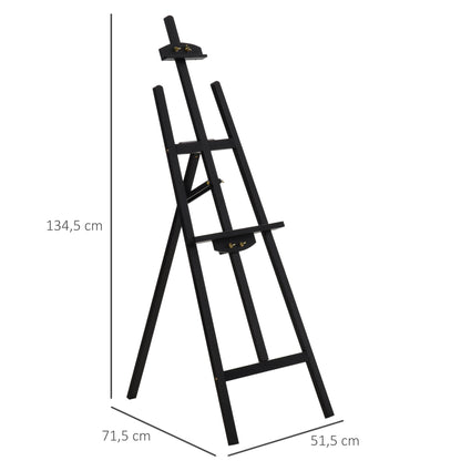 HOMCOM Staffelei Holz 134,5 cm hoch Holzstaffelei für Leinwände bis 108 cm Feldstaffelei Atelierstaffelei für Malerei, Skizze, Hochzeit, Ausstellung Schwarz