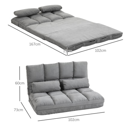 HOMCOM Bodenstuhl Bodensessel mit Liegefunktion Verstellbarer Rückenlehne Sitzkissen Relaxsessel zum Fernsehen, Lesen Meditationsstuhl Lazy Sofa Lesesessel für Meditation Yoga Büro Grau