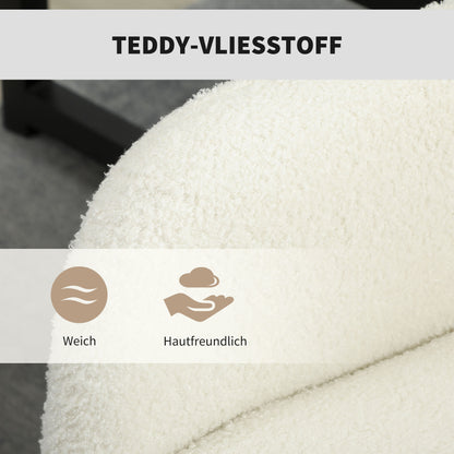 HOMCOM Drehbarer Bürostuhl mit Rollen, Schreibtischstuhl, Fleece-Stoff, Schaumstoff, höhenverstellbar, Homeoffice, Cremeweiß