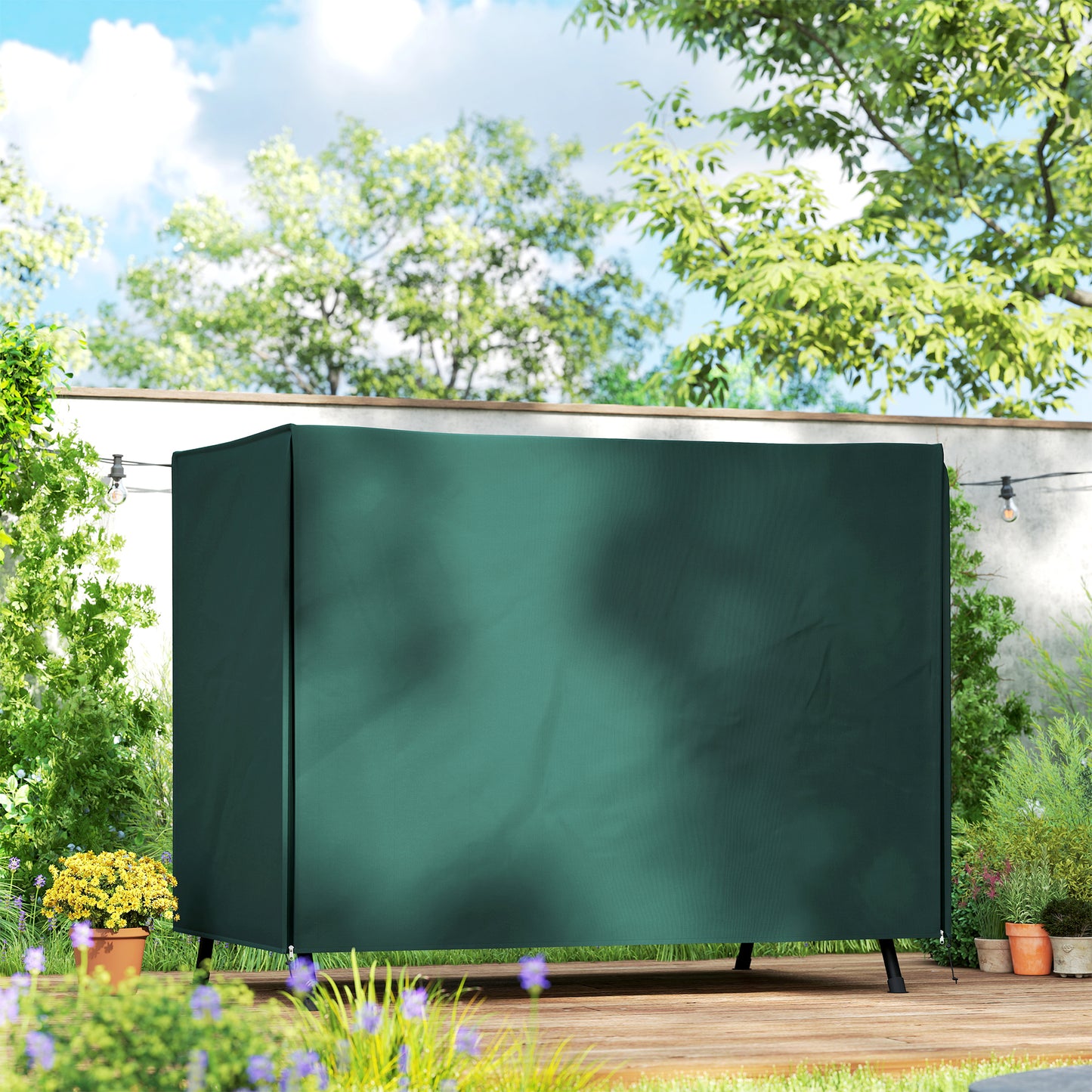 Outsunny Hollywoodschaukel Abdeckung 3 Sitzer, Wasserabweisend Winterfest Schutzhülle für Gartenschaukel, UV-Beständig Abdeckplane, Abdeckhaube, Reißfest 600D Oxford Gewebe, 205x124x164cm Dunkelgrün