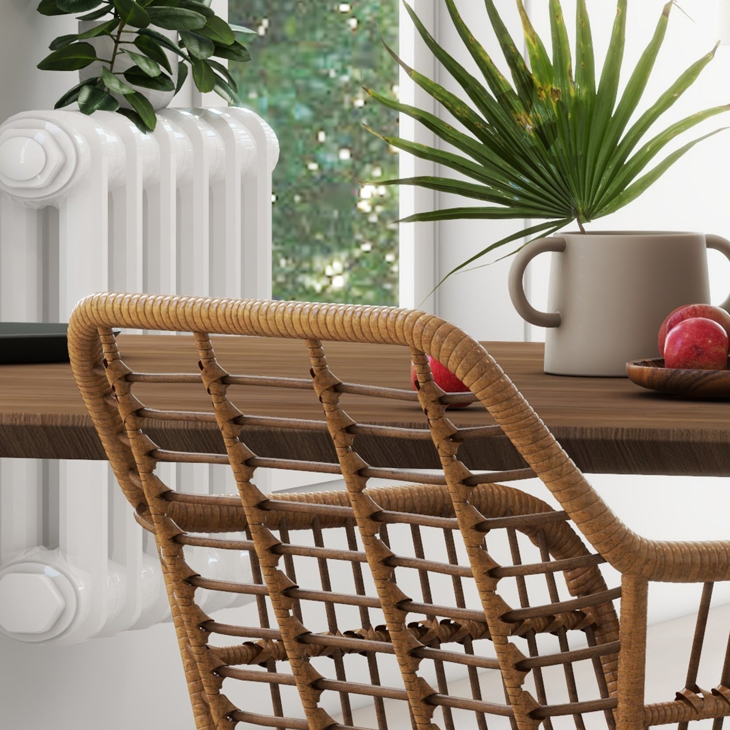 HOMCOM 2-er-Set Stühle im Boho-Stil، Küchenstühle، PE-Rattan، 56 x 60 x 79 سم، Natur + Schwarz