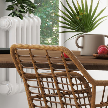 HOMCOM 2-er-Set Stühle im Boho-Stil، Küchenstühle، PE-Rattan، 56 x 60 x 79 سم، Natur + Schwarz