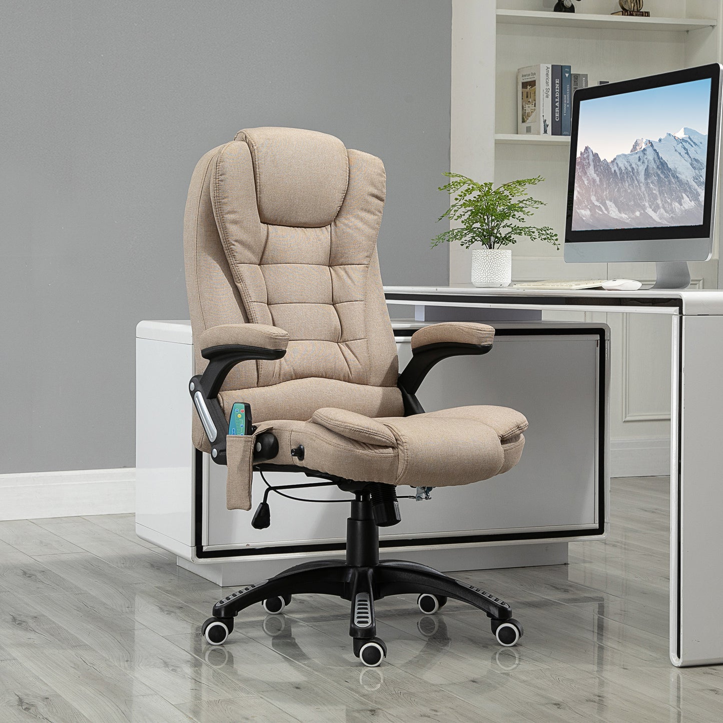 Vinsetto Massagesessel mit Wärmefunktion, Ergonomischer Schreibtischstuhl, höhenverstellbar, 68L x 72B x 110-120 cm, Braun