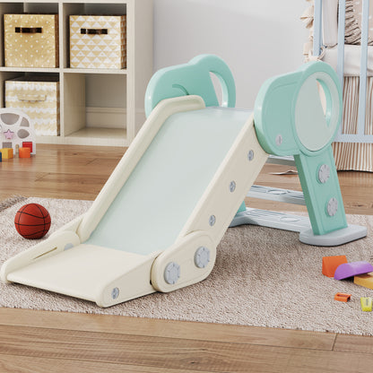AIYAPLAY Rutsche für Kleinkinder, klappbar, Indoor, rutschfeste Stufen, erhöhter Sicherheitsrand, grün