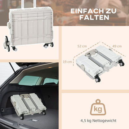 HOMCOM Einkaufstrolley Treppensteiger Mobil Transportbox, klappbar, Teleskopgriff, bis max. 65 Kilo belastbar, Weiß