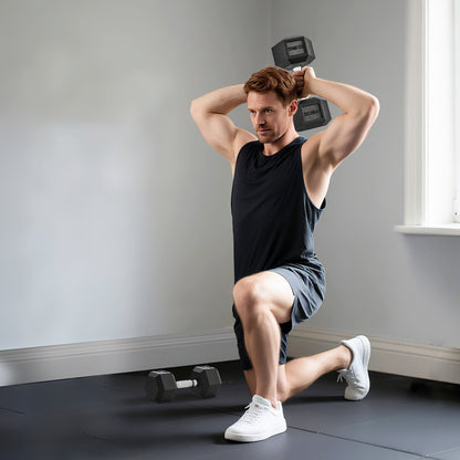 HOMCOM Hanteln mit gerändeltem Griff, Kurzhantel aus Gusseisen, 2 x 12,5 kg für Zuhause, Fitnessstudio, Krafttraining