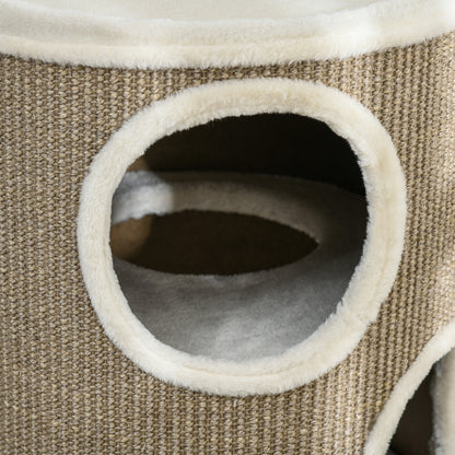 PawHut Katzen Kratztonne, weicher Plüsch, Sisal-Kratzteppich, robust, Ø38 x 70H cm, Braun