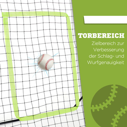 HOMCOM Baseball-Rückprallnetz، رطب، معدني، أخضر Trefferzone، 174H x 123B x 90T سم