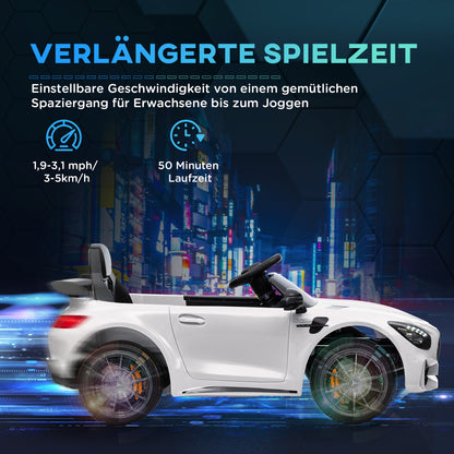AIYAPLAY Elektro-Kinderauto, Mercedes, 3-5 km/h, Fernbedienung, Licht & Musik, Weiß
