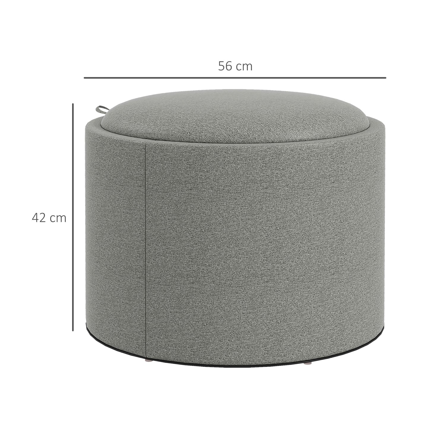 HOMCOM Hocker Polsterhocker, Leinen, versteckter Stauraum, umkehrbarer Deckel, 5 6cm x 56 cm x 42 cm, Grau + Natur