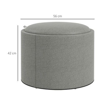 HOMCOM Hocker Polsterhocker, Leinen, versteckter Stauraum, umkehrbarer Deckel, 5 6cm x 56 cm x 42 cm, Grau + Natur