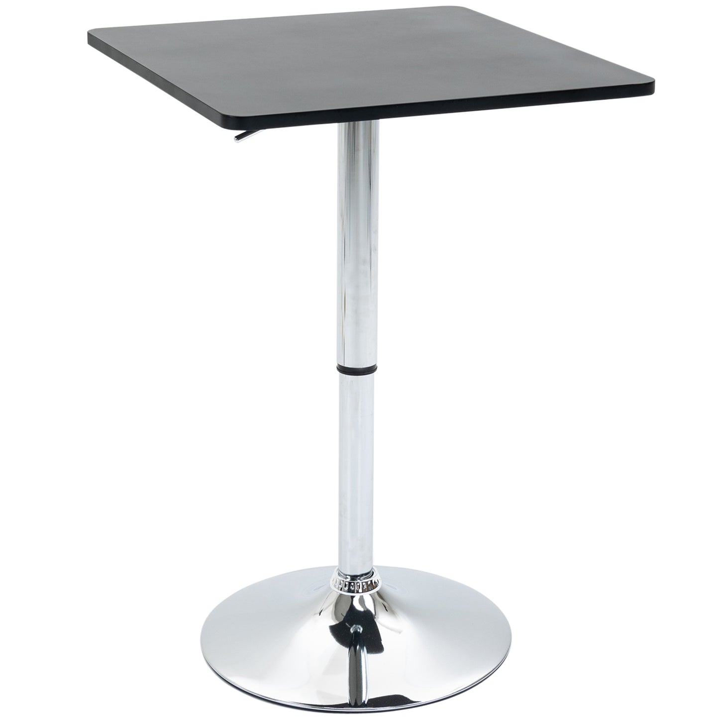HOMCOM Höhenverstellbarer Bartisch, 360° drehbar, kratzfeste Füße, stabile Metallbasis, Schwarz/Silber