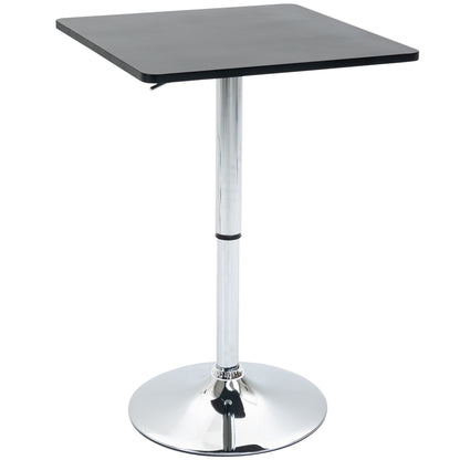 HOMCOM Höhenverstellbarer Bartisch, 360° drehbar, kratzfeste Füße, stabile Metallbasis, Schwarz/Silber