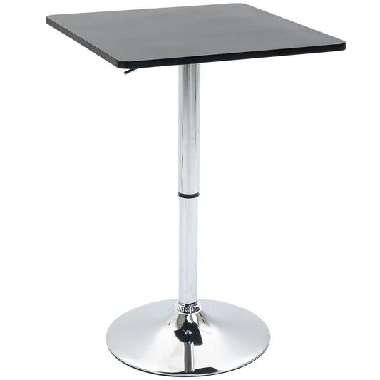 HOMCOM Höhenverstellbarer Bartisch, 360° drehbar, kratzfeste Füße, stabile Metallbasis, Schwarz/Silber