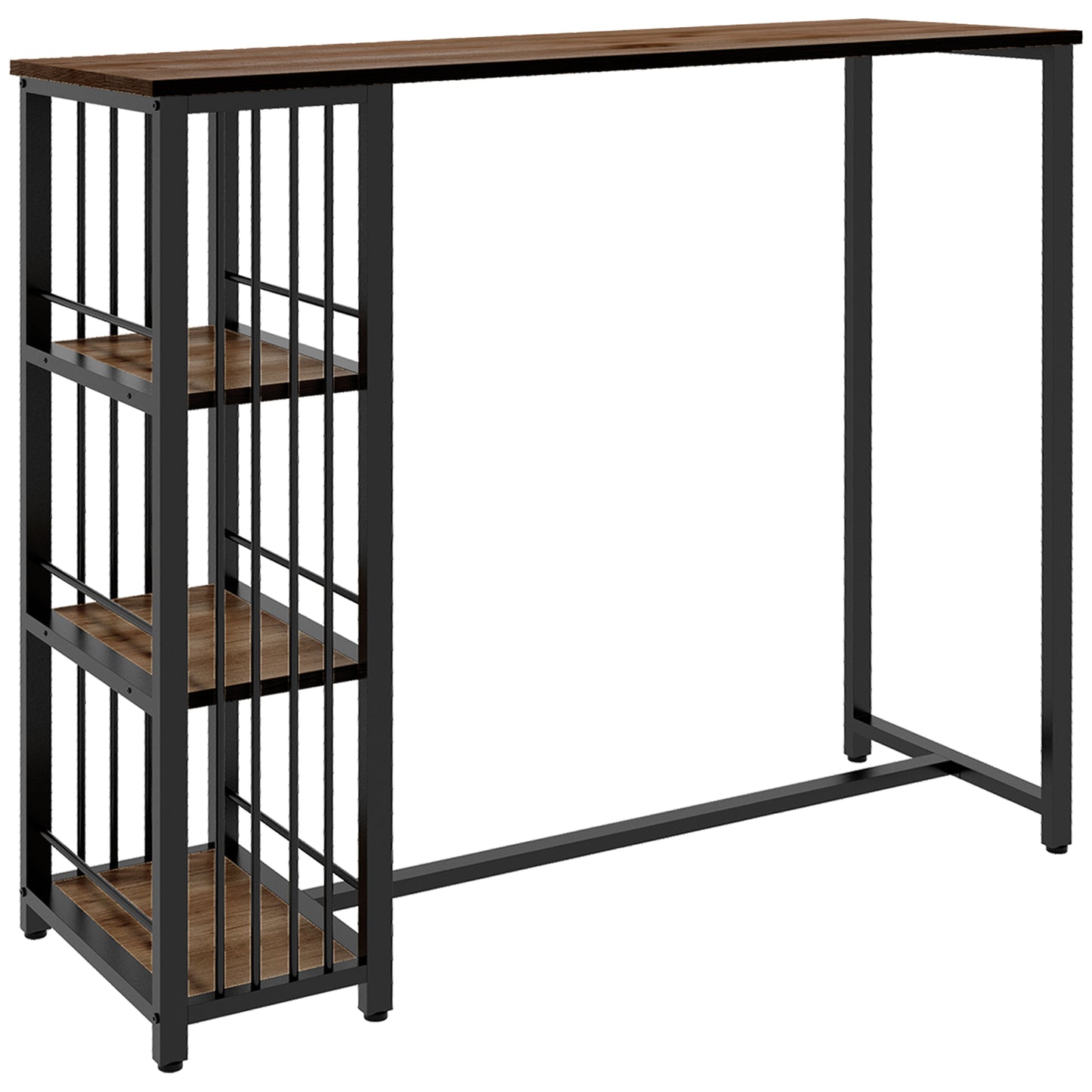 HOMCOM Bartisch Stehtisch Küchentresen, Industriedesign, 3 Regale, 120 x 40 x 105 cm; Schwarz + Braun