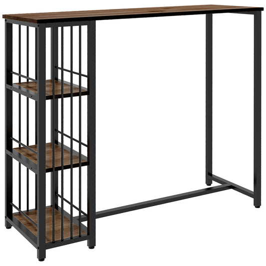HOMCOM Bartisch Stehtisch Küchentresen, Industriedesign, 3 Regale, 120 x 40 x 105 cm; Schwarz + Braun