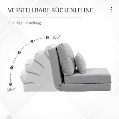 HOMCOM Bodensessel Klappmatratze Schlafmatte, 2-in-1-Design, abnehmbares Kissen, 60 x 80 x 56 cm, Grau