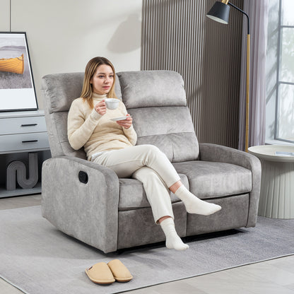 HOMCOM Doppelsitz-Sessel, Relaxsessel mit verstellbarer Doppellehne und Fußablage, für Wohnzimmer, Stoffbezug, Grau