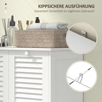 HOMCOM Wäscheschrank, 2 Kippbehälter für Wäsche, 2 Lamellentüren, 70 x 38 x 73 cm, Weiß