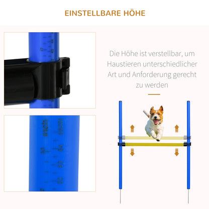 PawHut Agility-Übungs-Set Slalom-Hürden-Tunnel Hundesport Trainingsplatz PE+Polyester Blau+Gelb
