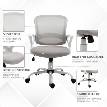 Vinsetto Bürostuhl, Schreibtischstuhl mit Rollen, ergonomisch, höhenverstellbar, Grau