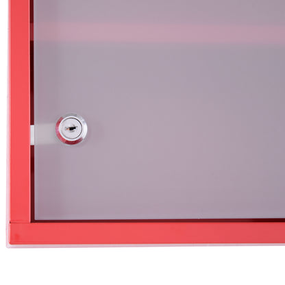 HOMCOM Medizinschrank aus Stahl Arzneischrank zur Medikamenten-Aufbewahrung, Abschließbar Apothekerschrank mit 4 Fächer, Glastür, 60 x 30 x 12 cm, Rot