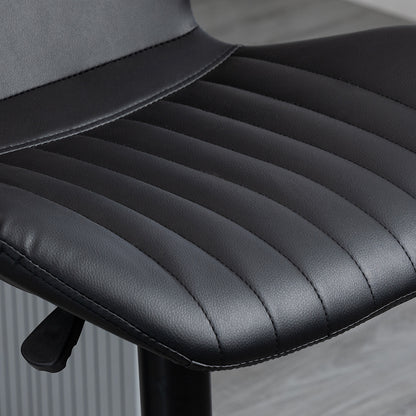 HOMCOM Barhocker Barstuhl 2-er Set höhenverstellbar 48,5 x 55,5 x 90-110 cm Kunstleder+Stahl Schwarz