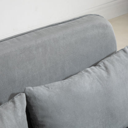 HOMCOM Schlafsofa, Doppelsofa, Gästebett, inklusive 2 Kissen, Grau