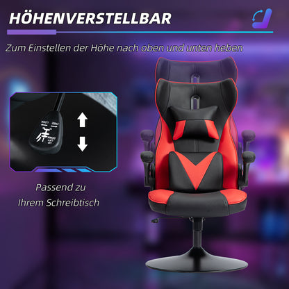Vinsetto Gaming-Stuhl mit Schaukelfunktion, Drehstuhl, höhenverstellbar, gepolsterter Sitz, Metall, 67 x 71 x 112 cm, Rot