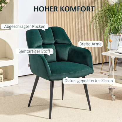 HOMCOM Polsterstuhl، Akzentstuhl، Steppung الزخرفية، Samtoptik، bis 120 كجم، Dunkelgrün