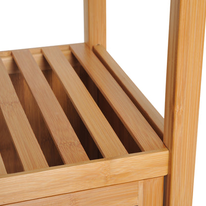 HOMCOM Badezimmerschrank, freistehend, 3 Regalböden, schmal & hoch, Lamellentür, 36 x 33 x 140cm