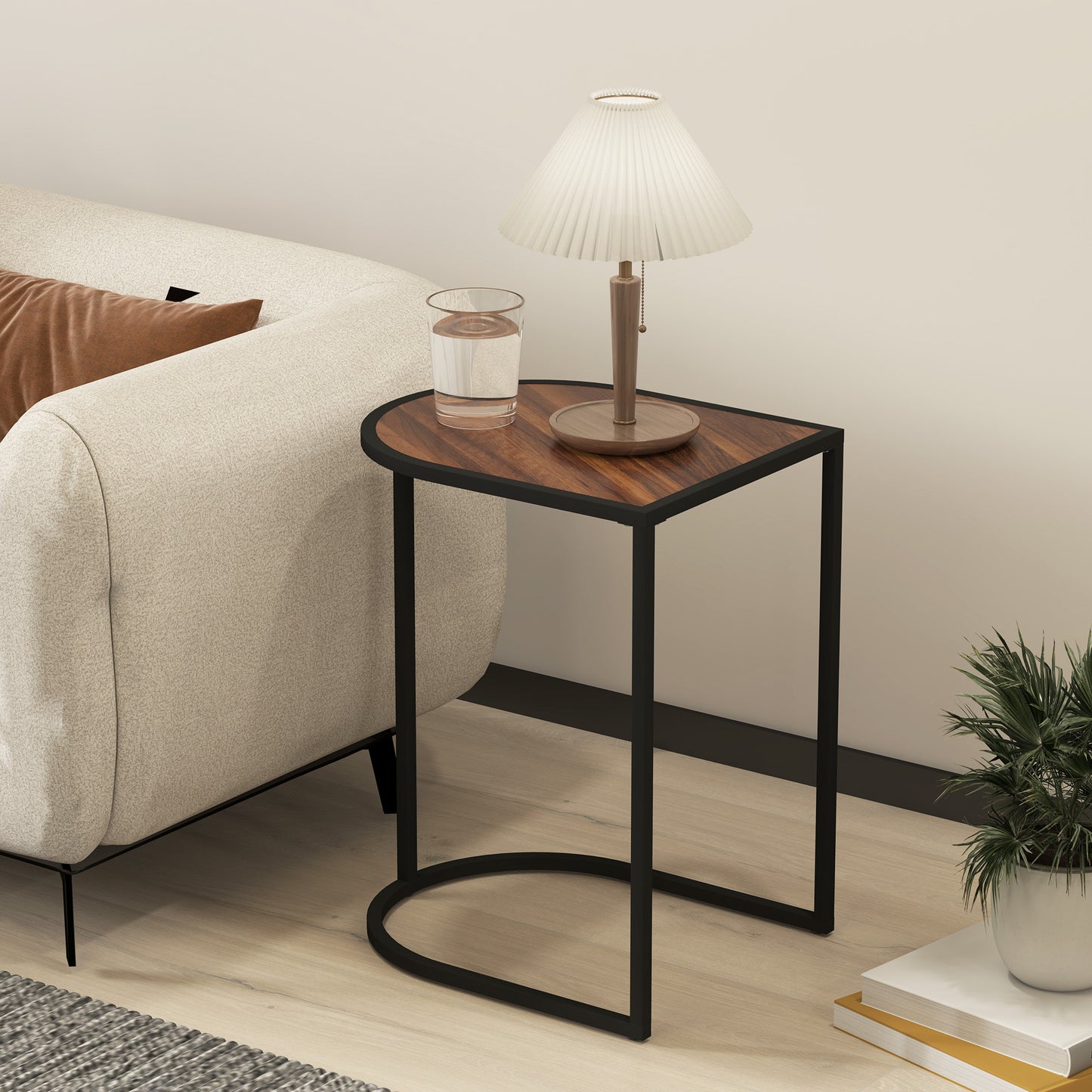 HOMCOM Satztisch-Set، Beistelltische، Metallrahmen، Tischplatte in Holzoptik، براون