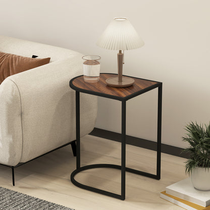 HOMCOM Satztisch-Set، Beistelltische، Metallrahmen، Tischplatte in Holzoptik، براون