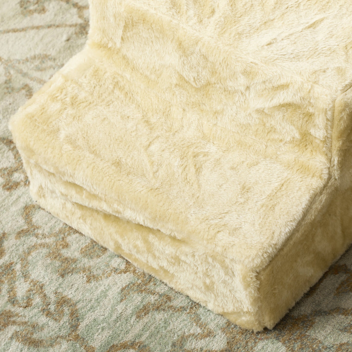 PawHut Faltbare Haustiertreppe, 3 Stufen, waschbarer Plüschbezug, Spanplatte, 46 x 35 x 35 cm, Beige