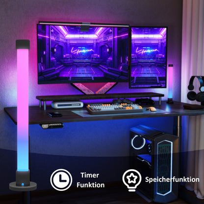 HOMCOM 2er-Set LED-Lampe, Tischlampe mit App- und Fernsteuerung, Musik-Synchronisation, Farb-Modi, Timer, Weiß