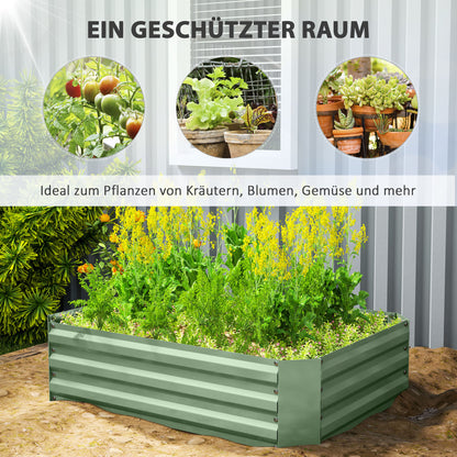 Outsunny Hochbeet aus verzinktem Stahl, Gartenbeet, Pflanzkasten für Garten, Blumenkasten, 120 x 90 x 30 cm, Dunkelgrün