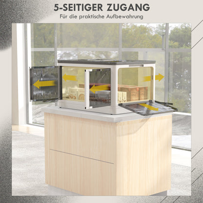 HOMCOM Aufbewahrungsbox Aufbewahrungskorb. شريط فالتبار، مع Staubschutz، 60 سم × 42 سم × 34 سم، Weiß + Grau