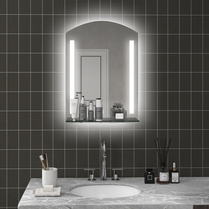 kleankin Badezimmerspiegel mit LED-Beleuchtung, elegant und hochwertig, Glas, Aluminium, Kunststoff, 50L x 12B x 70H cm