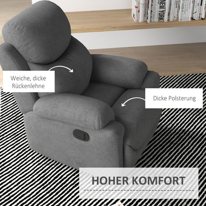 HOMCOM Relaxsessel Liegesessel Fernsehsessel، Liegefunktion Leinenoptik، 93 سم × 88 سم × 102 سم، غراو