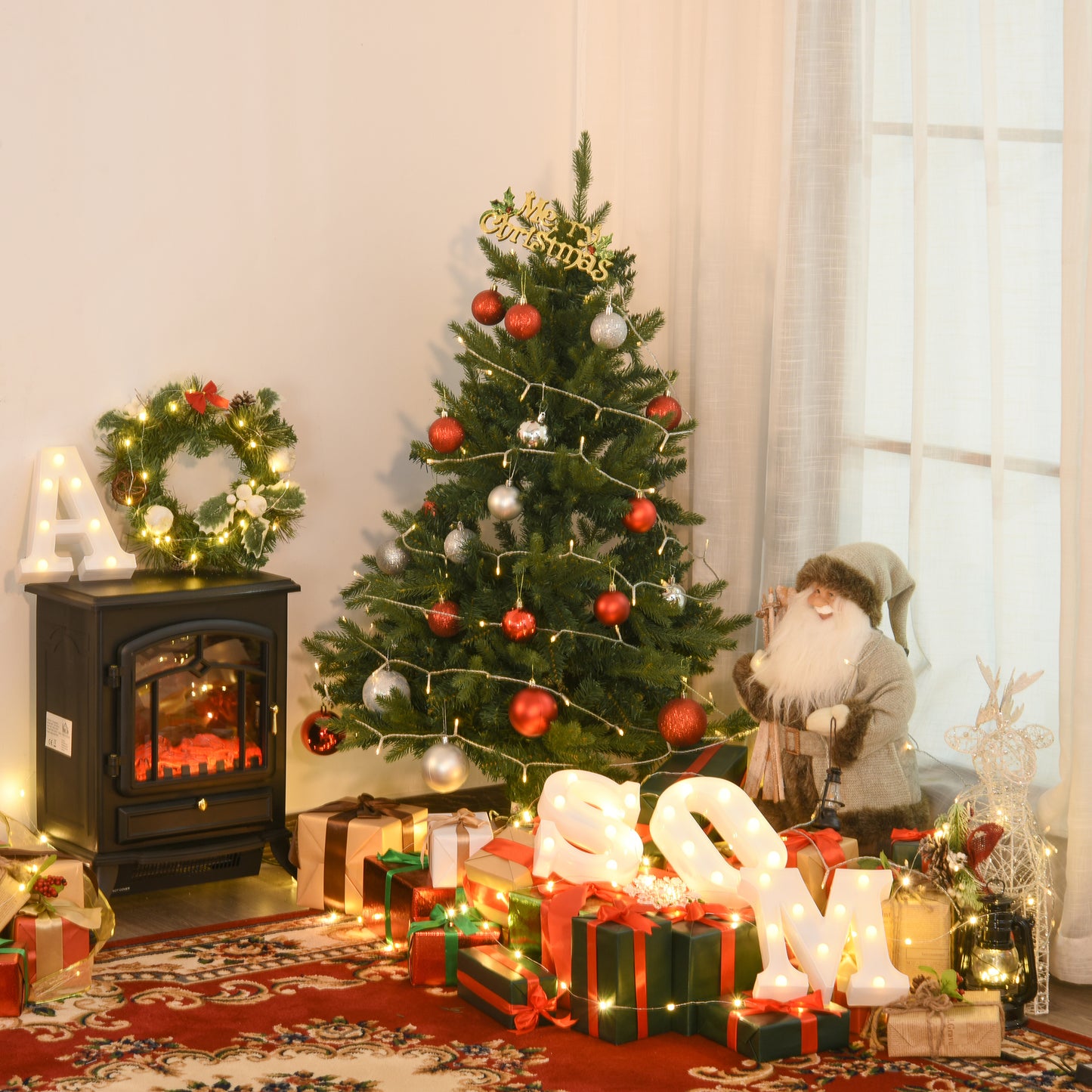 HOMCOM Weihnachtsbaum Christbaum Kunsttanne, 1,2 m, inkl. Ständer, Ø85 cm x 120 cm, Grün